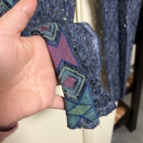 NWT - Honey Belle - Blue floral shape open lace legs summer beach lined pants SM - Picture 3 of 8